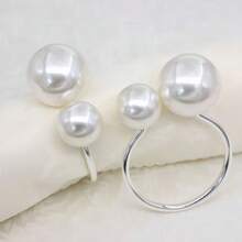 10/50/100pcs Artificial Metal Pearl Napkin Rings, Gold & Silver Napkin Holders, Tabletop Napkin Clips, Suitable For Wedding Party, Home Dining Table Decor - Multicolor - View 5
