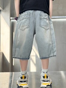 青少年男孩百搭休闲涂鸦印花男孩牛仔短裤