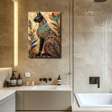 1pc Framed Wall Art, Wrapped Canvas Poster Vintage Prints, A Mosaic Of A Cat Sitting On Top Of A Table, Birthday Party Decor, Decorative Wall Art For Living Room Bedroom Office, Hanging Hardware Included - Framed, Vertical - Framed Canvas - View 4