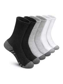 1/6/10/20/30 Pairs Black/White/Grey Solid Color All-Season Breathable Striped Pattern Crew Socks, Suitable For Men, Basketball & Sports - Multicolor - View 13