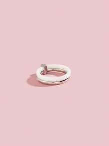 1 pièce Magnifique bague en acier inoxydable, cubique en zircone et céramique. Bijou pour femme, cadeau pour mariage, fête ou rendez-vous