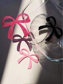 30 Pcs Pink Black Gold Bow Acrylic Drink Markers, Wedding Drink Tag, Coquette Birthday Party DecorationsBachelorette Party Acrylic Charms, Girly Party Drink Supplies