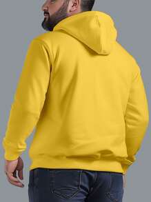 Men's Plus Size Sweatshirt  Hood Premium Mesh Cold Weather Blouse Basic Cotton Flannel Coat Various Colors - Yellow - View 3