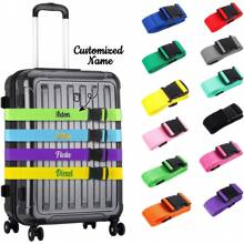 1 szt. Spersonalizowane paski do bagażu, niestandardowy pasek do walizki z haftowanym imieniem, regulowany pasek do walizki zapewniający bezpieczną podróż, łatwa identyfikacja bagażu