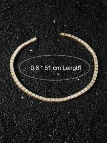 1 Pc Men's Hip Hop Style Square Rhinestone Patchwork Chain Necklace - Style a - View 5