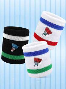 Men's Badminton Embroidered Wrist Sweatbands, Elastic Moisture-Wicking Thick Fleece Wrist Bands, Multiple Colors Available, Suitable For Basketball, Tennis, Baseball, Softball, Volleyball, Soccer, Running, Golf, Yoga, Archery, Gym, Weightlifting And Other Sports