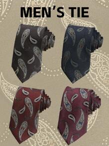 1pc Men's Retro Yellow/Red/Green Paisley Pattern Handmade 1200-Stitch Encrypted Thickened Tie Suitable For Business Banquets Work