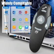 2.4GHz 无线 USB Powerpoint 演示 PPT 翻页笔 指针 点击器 演示器 带红灯遥控器 适合教师使用 - 黑色 - 查看 2