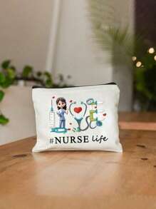 1 Nurse's Daily Printed Medicine Bag, Travel Pill Storage Bag, First Aid Kit, Reusable Medicine Bag For Travel And Cosmetics, Perfect Health Gift, Makeup Bag, Cosmetics Bag Travel Essentials Travel Accessories Travel Must Haves Holiday Essentials Holiday Travel Bag