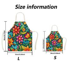1 pieza Delantal de lino con estampado 3D de flores para cocinar en el hogar, uso de cocina y entusiastas de la cocina