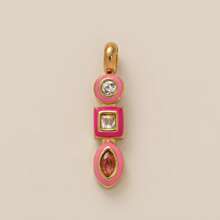 1Pc Stainless Steel Material Fashionable Daily Elements Cassette Cake Headphones Shoe Shaped Pendant, Colorful Zirconia DIY Accessories Necklace Bracelet Earring Pendant, Electroplated 18K Gold, A Gift For Wife And Mother