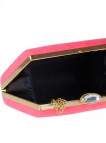 Girly Handbags Womens Faux Suede Hard Case Clutch Bag - Neon - View 4