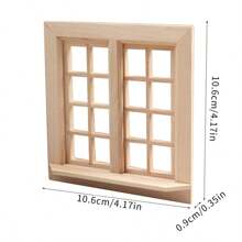 1pc 1:12 Scale Miniature Unfinished Furniture DIY Kit, 16-Grid Openable Window, 6-Grid Double Door, 4-Grid Pointed Top Door, Wooden Material For Dollhouse Model, Suitable For Micro Scene Shooting Props