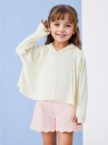 Balabala Girls' Jacket, Children's Spring/Summer Hooded Sun Protection Outerwear - White - View 1