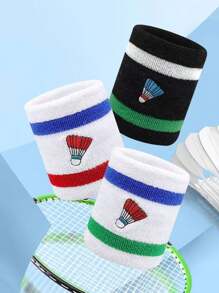Men's Badminton Embroidered Wrist Sweatbands, Elastic Moisture-Wicking Thick Fleece Wrist Bands, Multiple Colors Available, Suitable For Basketball, Tennis, Baseball, Softball, Volleyball, Soccer, Running, Golf, Yoga, Archery, Gym, Weightlifting And Other Sports