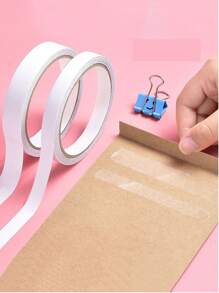 12卷双面胶带家用强力自粘贴纸适用于DIY气球装饰配件白色强力纸白色透明双面胶带适用于办公室学习礼物返校 - 彩色 - 查看 2