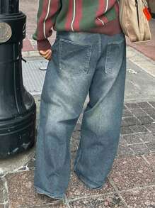 Women's Stretch Blue Low-Rise Flared Jeans, Y2K Fashion Vintage Casual, 2026 Spring And Summer, New Year And Valentine. - Blue - View 5