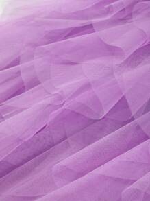 1 pieza Falda de tul con volantes irregulares y ondas en capas para mujer - violeta claro - Ver 3