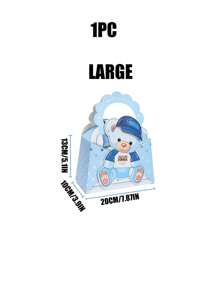 1/5 件 - 婴儿沐浴生日礼物袋，适合男孩和女孩，配有纸巾和卡片气球熊图案，带手柄 - 彩色 - 查看 12