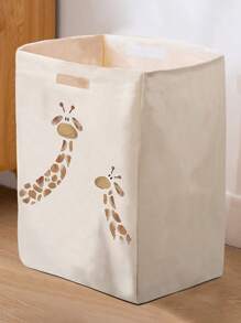 1 Rectangular Storage Basket With Giraffe Print Pattern, Foldable Box With Handle, Dirty Clothes Basket, Suitable For Living Room And Kitchen Clutter, Ideal For Organizing Socks And Accessories Home Bedroom Clothes Storage Organizer Closet Organization And Storage - Multicolor - View 16