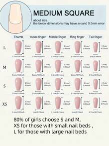 10片中长款手工腮红色皮革边法式侧边轻盈猫眼美甲贴片，适合美甲DIY爱好者、女性和女孩美甲用品手工美甲贴片 - 淺粉色 - 查看 4