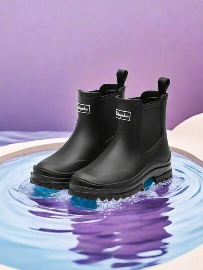 1 Pair Women's Short Rain Boots, Beach/Hiking Water Shoes, Easy To Clean Gardening Clogs, Outdoor Fishing Rain Boots, Fashionable Chelsea Wellies, Countryside Work Shoes (Size Run Slightly Large)