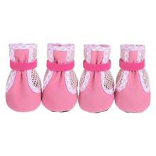Set de 4 zapatos para perros con suela suave antideslizante y malla, zapatos para mascotas de razas pequeñas con suela blanda y transpirable, para usar en todas las estaciones
