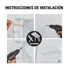 Tendedero Extensible Pared - Tendedero Plegable de Pared de Interior o Exterior de Acero blanco - Tendedro con barras - 5 barras - Ver 6