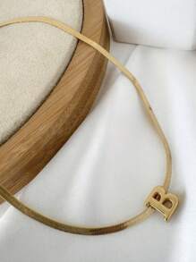 Laminated Ribbon Necklace With Initials, 18k Gold Plated And 925 Silver - 金色 - 查看 3