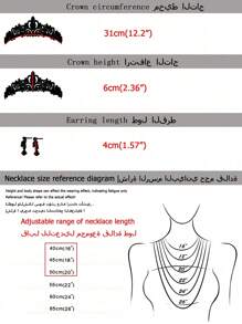 4 件套公主项链套装、皇冠项链套装、水晶花童派对头饰、奢华皇冠项链礼盒、适合节日、庆典、活动的婚礼配饰 - 銀色 - 查看 7