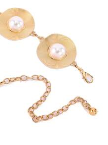 1 件女士腰链，金属复古波西米亚风，圆形珍珠装饰连衣裙腰带秋季、秋季、万圣节 - 腰鏈 - 查看 6