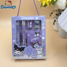 Sanrio Set de 5 piezas/3 piezas de artículos de papelería y regalo con diseños de dibujos animados lindos de Sanrio - Incluye cuaderno, lápiz, regla, sacapuntas y borrador, con Kuromi, Melody, Cinnamoroll. Regalo perfecto para cumpleaños, Navidad o vuelta al colegio (Set de 5/3/1, color y estilo enviados al azar)