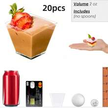 甜点杯派对杯冰淇淋杯透明塑料可重复使用优雅开胃杯适用于巧克力芝士蛋糕布丁慕斯非常适合餐厅面包店餐饮活动万圣节方形迷你甜点杯可重复使用的塑料杯