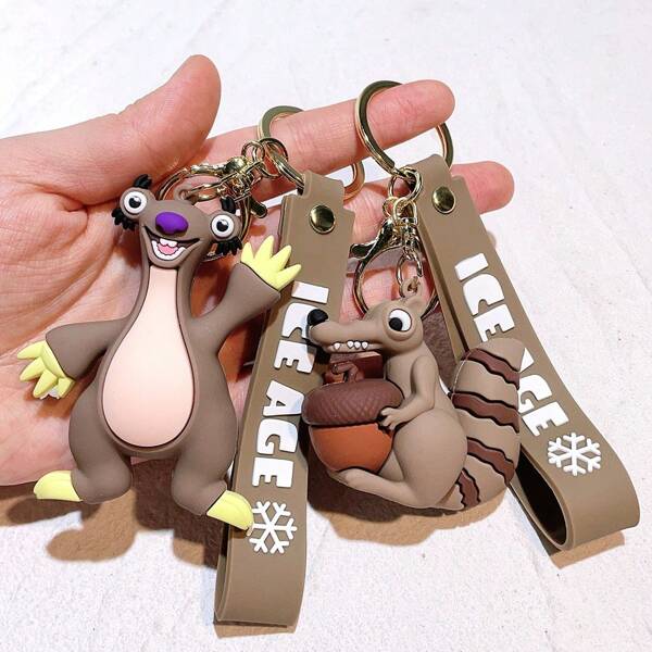 Disney Chaveiro de boneco de silicone com desenho animado da Era do Gelo: Manny, Diego, Sid, Scrat, presente criativo para escola