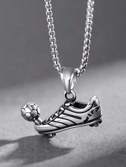 1 Sports Wind Stainless Steel Youth Kicking Football Boy's Pendant Necklace Boy's Gift ﻿