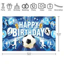1pc Football Birthday Party Background Banner, Blue Football Happy Birthday Banner Large Sports Football Birthday Background Photo Booth Props Football Theme Birthday Party Decoration