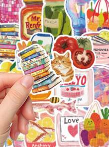 50pcs Mediterranean Style Stickers Waterproof PVC Gift Cartoon Decoration Scrapbook Laptop Luggage Guitar Water Cup Phone Case DIY Decal,School Supplies,Back To School - Style 2 - View 4