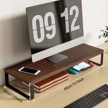 1pc Monitor Riser Stand, Desktop Computer PC Display Holder Shelf, Office Desk Storage Organizer - Multicolor - View 2