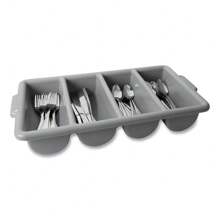 Rubbermaid Commercial RCP 3362 GRA Cutlery Bin, 4 Compartments, Plastic, Gray