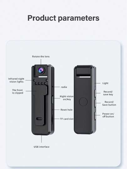 1080P Mini Body Camera 180° Rotatable Lens Mounted Small Portable IR Night Vision Police Bike view 10