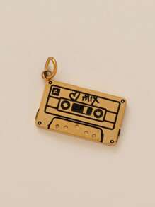 1Pc Stainless Steel Material Fashionable Daily Elements Cassette Cake Headphones Shoe Shaped Pendant, Colorful Zirconia DIY Accessories Necklace Bracelet Earring Pendant, Electroplated 18K Gold, A Gift For Wife And Mother