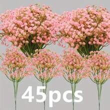 Flores artificiales de aliento para adolescentes - Ramo de flores artificiales de plástico rosa realista para bodas, compromisos, Navidad, Halloween, Acción de Gracias, Día de San Valentín y celebraciones de Juneteenth, decoraciones exteriores, decoración de jardín, planta exterior, jardinería, flores artificiales