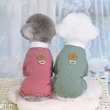 New Spring/Summer Pet Clothes, Cat Pajamas, Air Conditioning Cat Clothes, 25BOOK Bear Pajamas, Dog Four-Leg Clothes, Apparel, Animal Costumes, Small Dog Clothes, New Casual Clothes, British Style Animal Outfits, Breathable Sportswear, Leash Buckle Clothes - Red - View 5