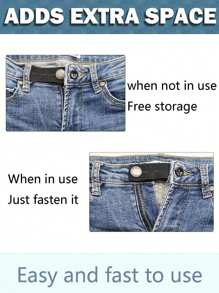 6pcs/4pcs/2pcs Waistband Extender Buckle, Elastic Adjustable Pants Extension,Pants Button Extension Belt, Maternity Pants Stretch Button, Adjustable Button Extension Buckle, Suitable For Men And Women - Black - View 5