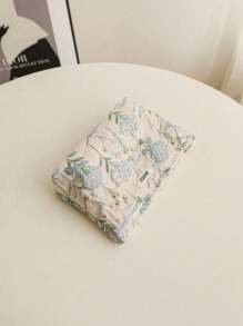 Blue Floral Women's Large Capacity Cosmetic Bag, Travel Portable Toiletry Bag, School Supplies, Travel Essentials, Vacation Essentials, Autumn Beauty Bag, Cosmetic Storage Bag, Cosmetic Bag, Bag, Dressing Table, Cosmetic Bag, Travel Essentials, Travel Essentials, Dressing Accessories, Small Cosmetic Bag, Large Capacity Large Cosmetic Bag, Christmas Gift, Valentine's Day Gift For Female Friends - Blue - View 3