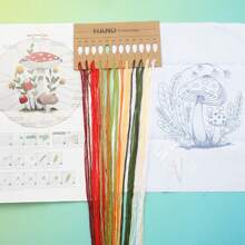 1 PC English Embroidery DIY Kit Bright Mushroom Hand Embroidery Material Package + 20cm Embroidery Bandage - Multicolor - View 10
