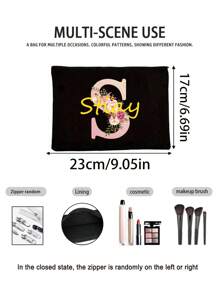 1pc Customized Cosmetic Bag Personal Tailor Lady Makeup Bags Wallet Rose Gold Initials A To Z Custom Name Pattern Toiletry Organizer Pouch Personalized Wedding Party Wash Bag - Multicolor - View 8