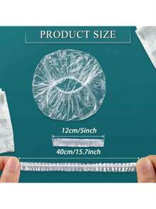50pcs Disposable Waterproof Elastic Shower Cap, Thick & Extra Large, Suitable For Bathing & Hair Care, Convenient To Carry - Multicolor - View 4