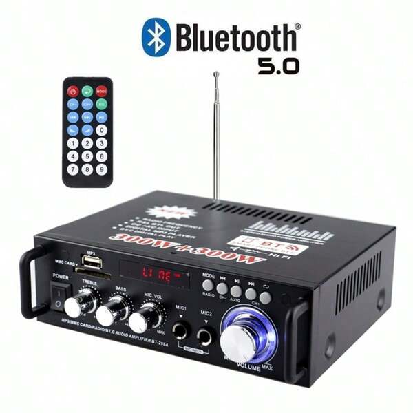 2-Channel Mini Amplifier, HIFI Stereo Audio With Bass Treble Control,For Home Stereo, MP3, Car, TV, Laptop, DVD
