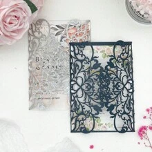 25 piezas Invitaciones de boda con corte láser elegantes de falsa perla, multicolor con acentos brillantes - Adecuadas para bodas, aniversarios y ocasiones especiales - Diseño exquisito con espacio para tarjeta interna, recuerdos de boda, sin incluir tarjetas internas ni sobres